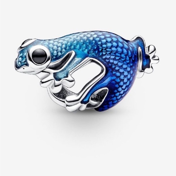 Pandora Sterling Silver Metallic Blue Gecko Charm. - Picture 1 of 5